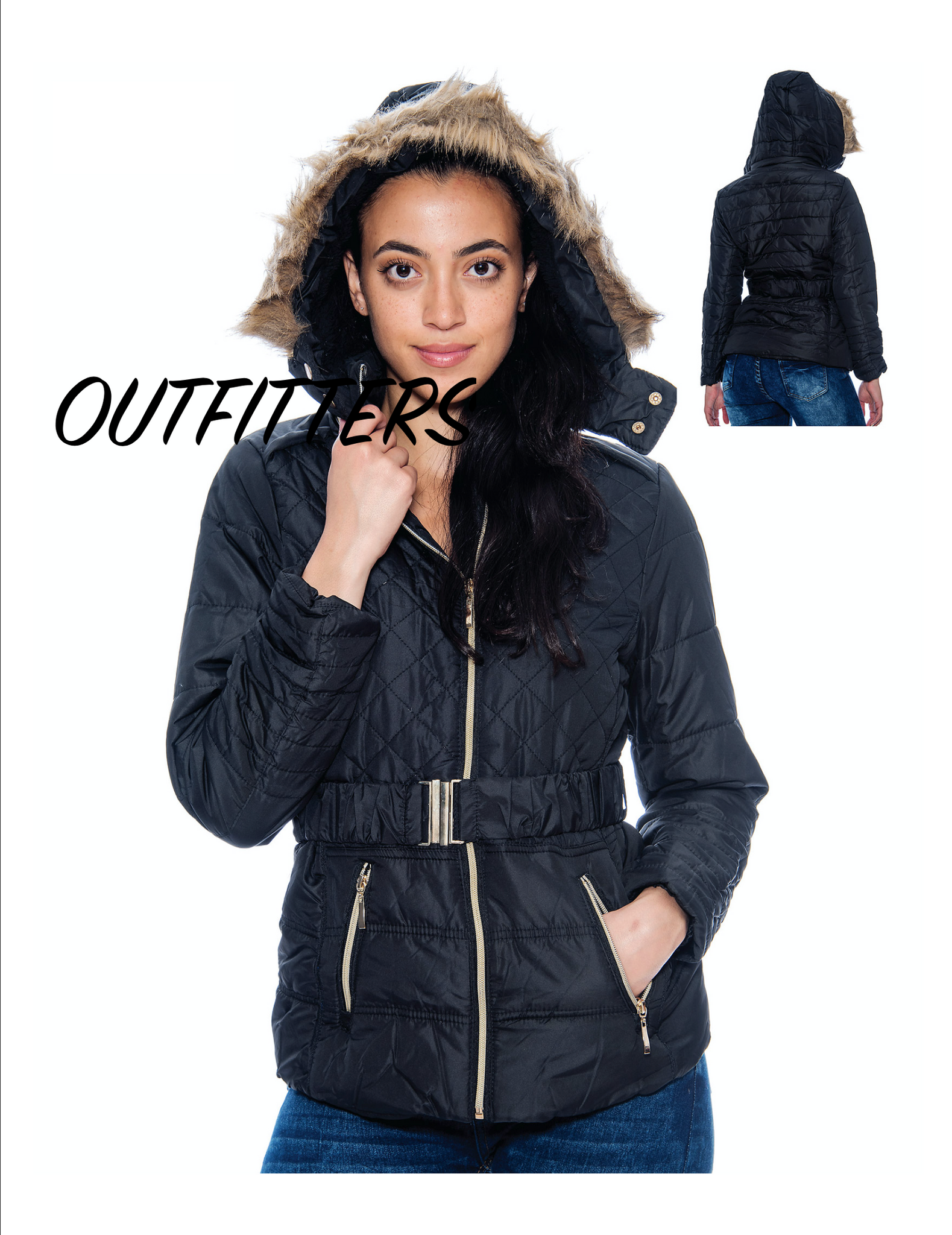Short belted top puffer coat