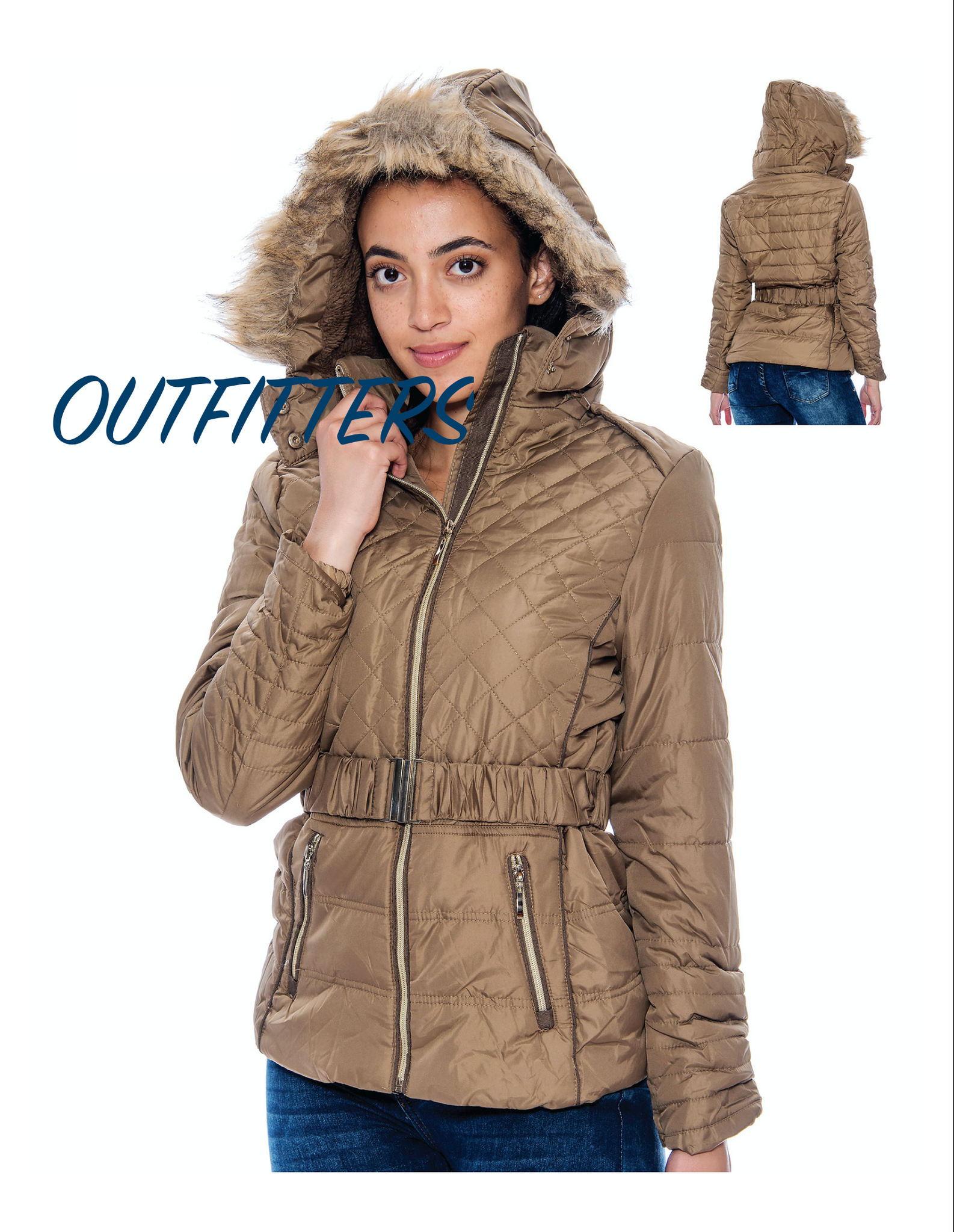 Short belted top puffer coat